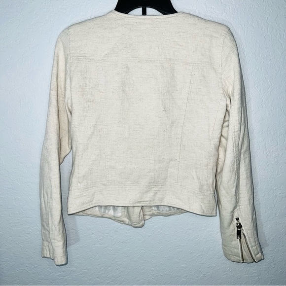 DKNY Linen Blend Moto Jacket w Wide Lapels Asymmetric Zip Front Size XS - Picture 8 of 10